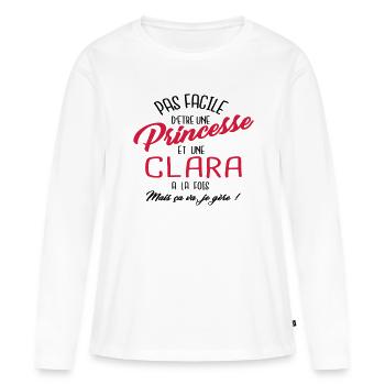 Princesse et Clara - T-shirt manches longues Premium bio Femme - blanc - Devant - Julia (174cm)