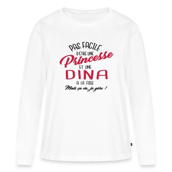Princesse et Dina - T-shirt manches longues Premium bio Femme - blanc - Devant - Julia (174cm)