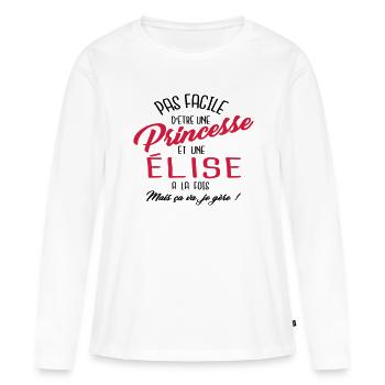 Princesse et Élise - T-shirt manches longues Premium bio Femme - blanc - Devant - Julia (174cm)