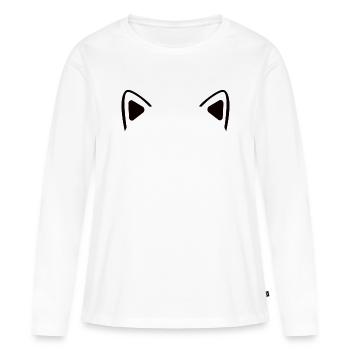Oreilles de chat - T-shirt manches longues Premium bio Femme - blanc - Devant - Julia (174cm)