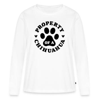 Propriété d’un Chihuahua - T-shirt manches longues Premium bio Femme - blanc - Devant - Julia (174cm)