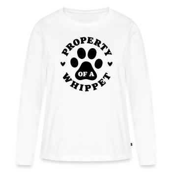 Propriété d’un Whippet - T-shirt manches longues Premium bio Femme - blanc - Devant - Julia (174cm)