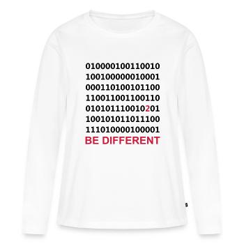 Be Different - Être différent - Binaire - - T-shirt manches longues Premium bio Femme - blanc - Devant - Julia (174cm)