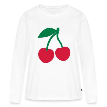 Kirsche - Frauen Premium Bio Langarmshirt - Weiß - Vorne - Julia (174cm)