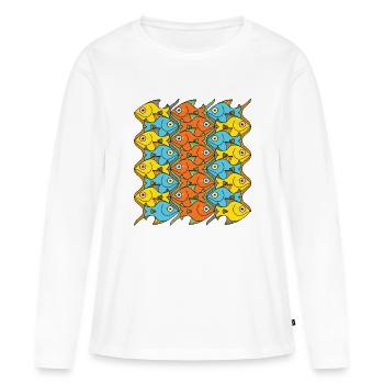 Quelque chose est bien de poisson ici! - T-shirt manches longues Premium bio Femme - blanc - Devant - Julia (174cm)