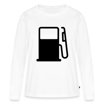 Pompe à essence - T-shirt manches longues Premium bio Femme - blanc - Devant - Julia (174cm)
