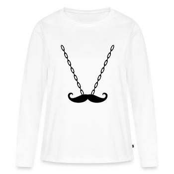 Chaîne avec moustache / moustache - T-shirt manches longues Premium bio Femme - blanc - Devant - Julia (174cm)