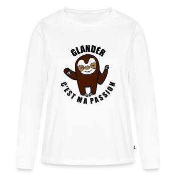 glander c'est ma passion - T-shirt manches longues Premium bio Femme - blanc - Devant - Julia (174cm)
