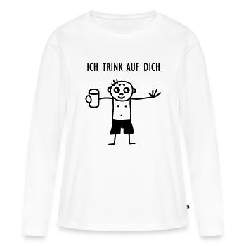Ich trink auf Dich - Frauen Premium Bio Langarmshirt - Weiß - Vorne - Julia (174cm)