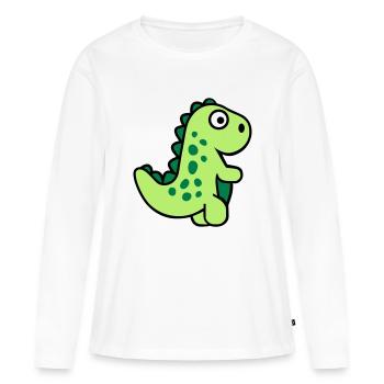 T-Rex - T-shirt manches longues Premium bio Femme - blanc - Devant - Julia (174cm)
