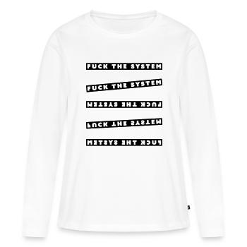 fuck the system - Frauen Premium Bio Langarmshirt - Weiß - Vorne - Julia (174cm)