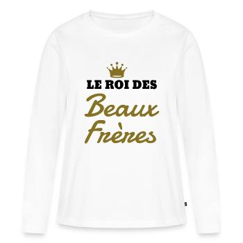 Beau Frère / Frere / Beau-Frère / Mariage / Marié - T-shirt manches longues Premium bio Femme - blanc - Devant - Julia (174cm)