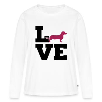 Dackel - Frauen Premium Bio Langarmshirt - Weiß - Vorne - Julia (174cm)