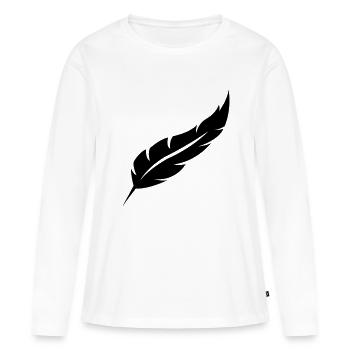 feder - Frauen Premium Bio Langarmshirt - Weiß - Vorne - Julia (174cm)