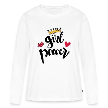 Girl Power - T-shirt manches longues Premium bio Femme - blanc - Devant - Julia (174cm)