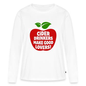 Les buveurs de cidre font de bons amants Apfelwein Cidre - T-shirt manches longues Premium bio Femme - blanc - Devant - Julia (174cm)