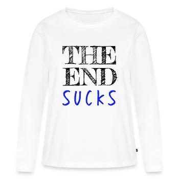 La fin noire suce le bleu la fin agace drôle - T-shirt manches longues Premium bio Femme - blanc - Devant - Julia (174cm)