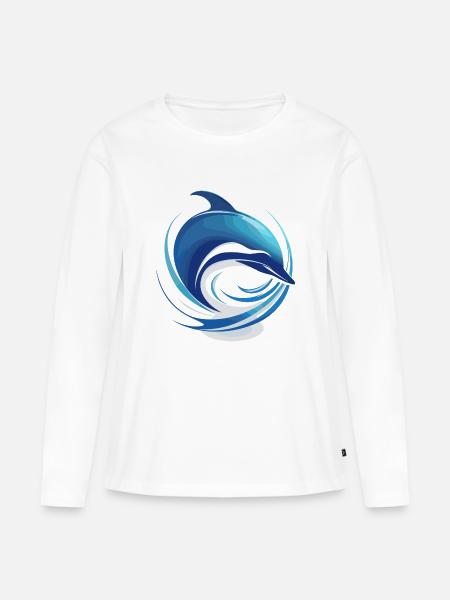 der Delfin - Frauen Premium Bio Langarmshirt - Weiß