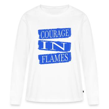Anniversaire de bravoure de la protection contre l’incendie - T-shirt manches longues Premium bio Femme - blanc - Devant - Julia (174cm)