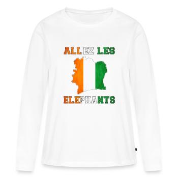 Allez Les Éléphant Maillot de Pied Côte d'Ivoire - T-shirt manches longues Premium bio Femme - blanc - Devant - Julia (174cm)