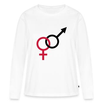 männlich weiblich - Frauen Premium Bio Langarmshirt - Weiß - Vorne - Julia (174cm)