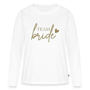 L’équipe de la bride avec le coeur - T-shirt manches longues Premium bio Femme - blanc - Devant - Julia (174cm)