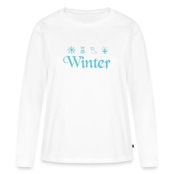Winter Symbols Ski Sledge and Snowboarder - Women's Premium Organic Long Sleeve Shirt - white - Front - Julia (174cm)