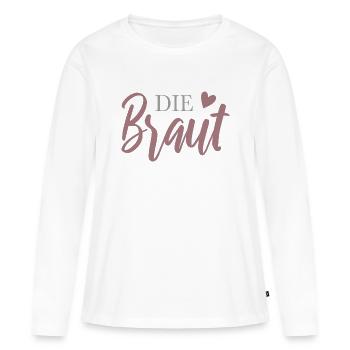 La mariée au coeur - T-shirt manches longues Premium bio Femme - blanc - Devant - Julia (174cm)