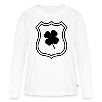 Armoiries du trèfle - T-shirt manches longues Premium bio Femme - blanc - Devant - Julia (174cm)