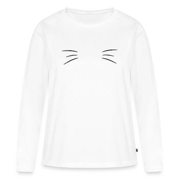 Moustaches - T-shirt manches longues Premium bio Femme - blanc - Devant - Julia (174cm)