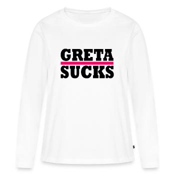 Greta sucks - T-shirt manches longues Premium bio Femme - blanc - Devant - Julia (174cm)