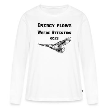 L’énergie circule là où l’attention va - T-shirt manches longues Premium bio Femme - blanc - Devant - Julia (174cm)