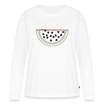 Wassermelone Melone - Frauen Premium Bio Langarmshirt - Weiß - Vorne - Julia (174cm)