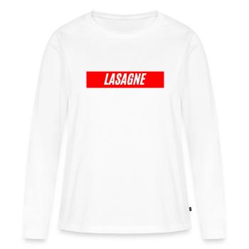 Vous aimez Lasangie, la cuisine italienne - T-shirt manches longues Premium bio Femme - blanc - Devant - Julia (174cm)