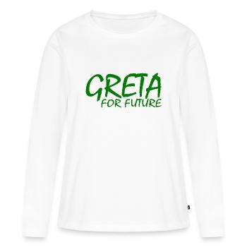 Greta - Frauen Premium Bio Langarmshirt - Weiß - Vorne - Julia (174cm)