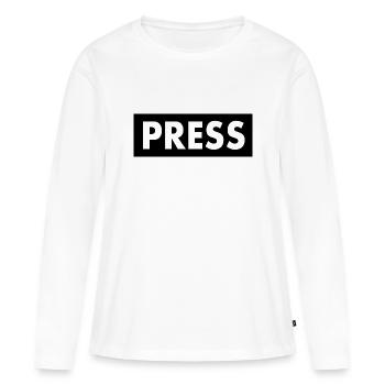 Press - T-shirt manches longues Premium bio Femme - blanc - Devant - Julia (174cm)