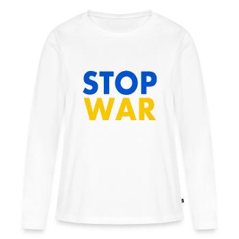 Stop war - Frauen Premium Bio Langarmshirt - Weiß - Vorne - Julia (174cm)