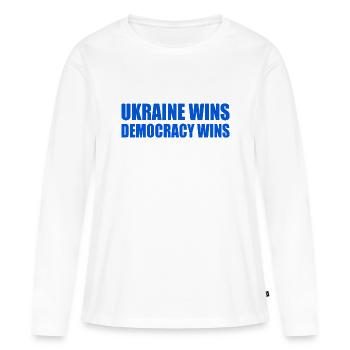 Ukraine wins democracy wins - Women's Premium Organic Long Sleeve Shirt - white - Front - Julia (174cm)
