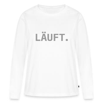 Stromberg Läuft. - Frauen Premium Bio Langarmshirt - Weiß - Vorne - Julia (174cm)