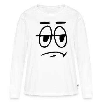 Emoji triste croquis noir - T-shirt manches longues Premium bio Femme - blanc - Devant - Julia (174cm)