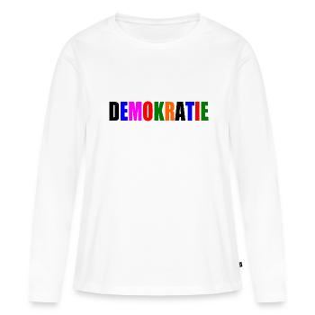Démocratie - T-shirt manches longues Premium bio Femme - blanc - Devant - Julia (174cm)