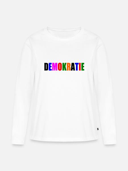 Demokratie - Frauen Premium Bio Langarmshirt - Weiß