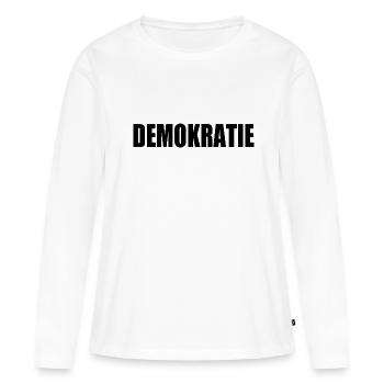 démocratie - T-shirt manches longues Premium bio Femme - blanc - Devant - Julia (174cm)