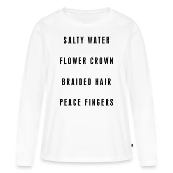 Eau salée, grains de fleurs - T-shirt manches longues Premium bio Femme - blanc - Devant - Julia (174cm)