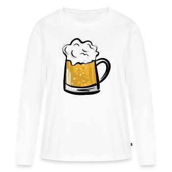Chope de bière 1 - T-shirt manches longues Premium bio Femme - blanc - Devant - Julia (174cm)