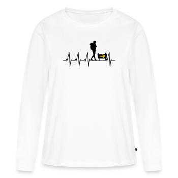 Chemin de Saint-Jacques Pèlerin Chemise Coeur Chance - T-shirt manches longues Premium bio Femme - blanc - Devant - Julia (174cm)