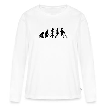 Sonde métallique Détecteur de métaux Sonde Cadeau - T-shirt manches longues Premium bio Femme - blanc - Devant - Julia (174cm)