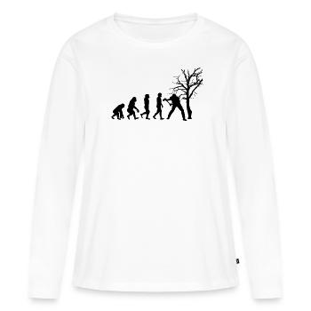 Tree Feller Forester Axe Tree Felling - Women's Premium Organic Long Sleeve Shirt - white - Front - Julia (174cm)