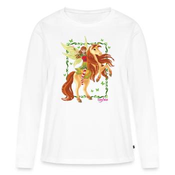 Rampant bayala Marween chevauche la licorne - T-shirt manches longues Premium bio Femme - blanc - Devant - Julia (174cm)