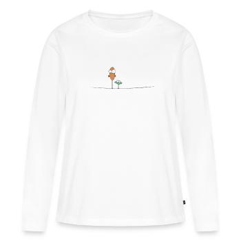 Deux oiseaux sur la ligne électrique de câble - T-shirt manches longues Premium bio Femme - blanc - Devant - Julia (174cm)